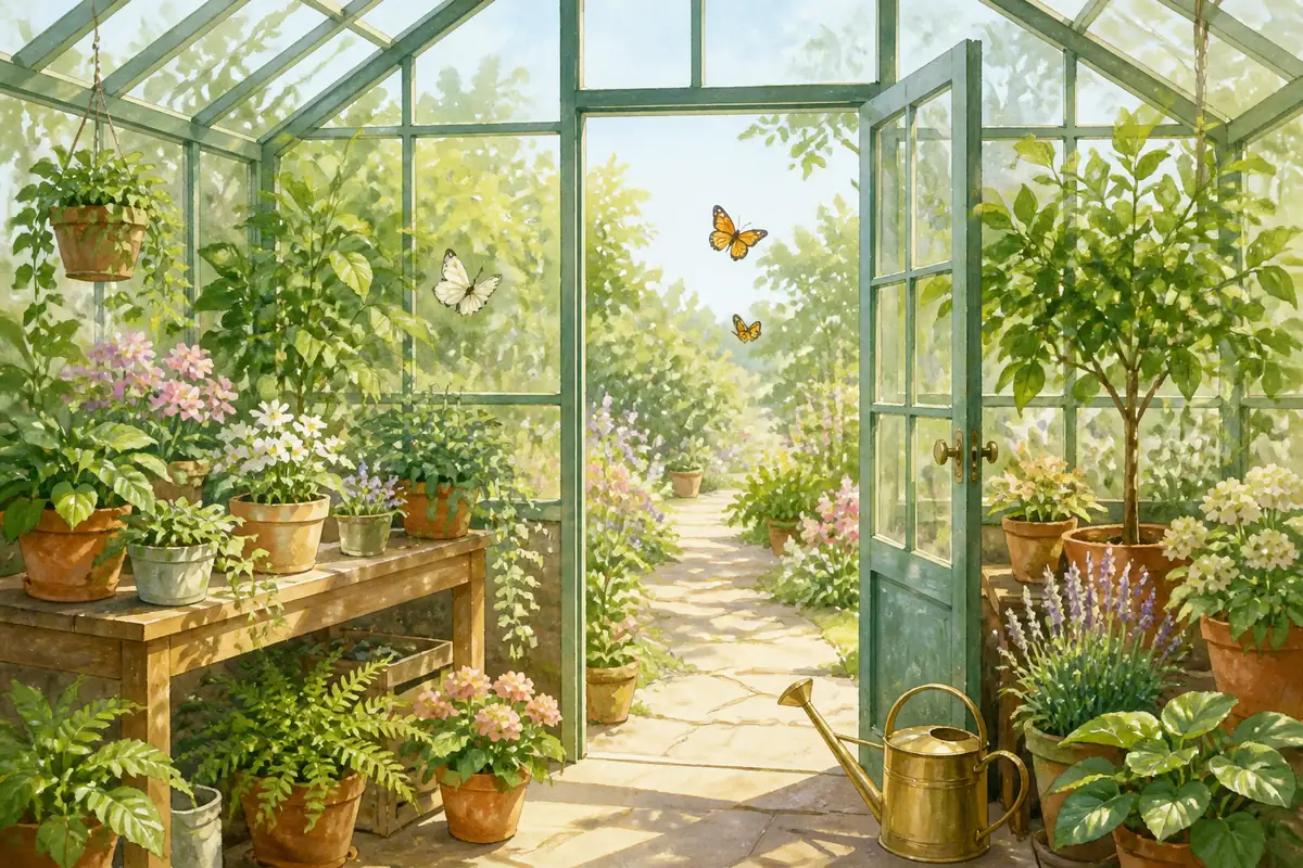 梦见温室里的植物忽然都开花主题配图
