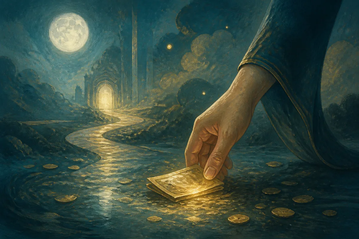 捡到钱梦境的原创主题插画