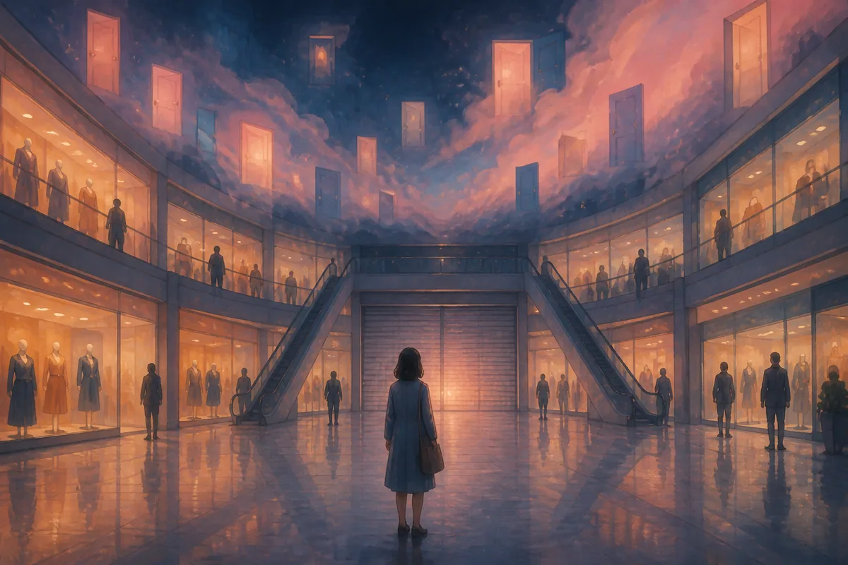 商场梦境的原创主题插画