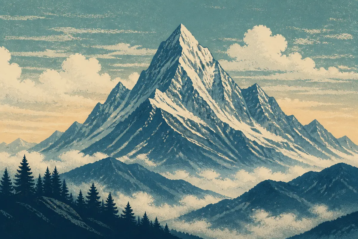 高山梦境的原创主题插画