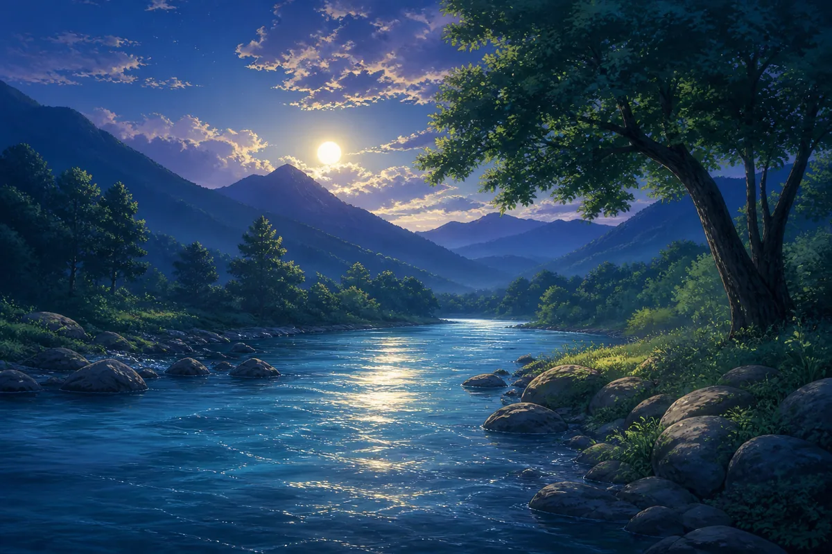 河流梦境的原创主题插画