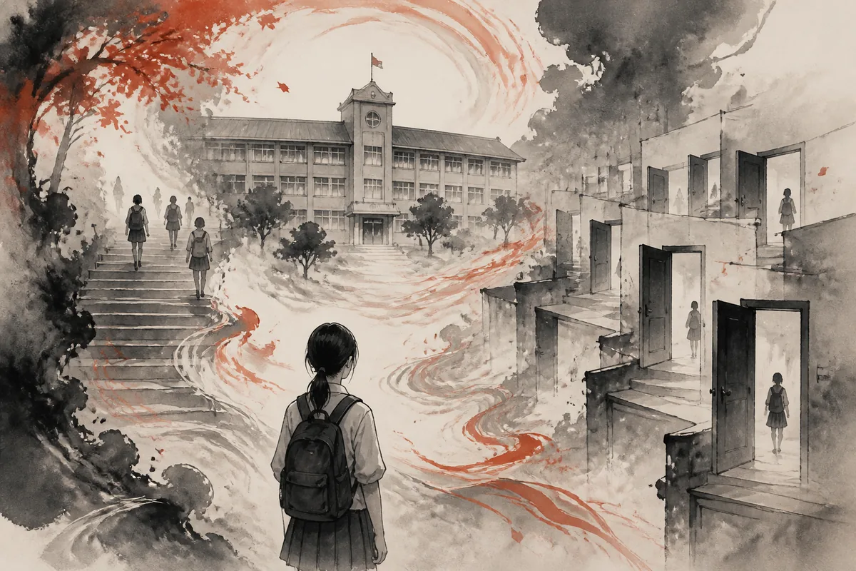 学校梦境的原创主题插画
