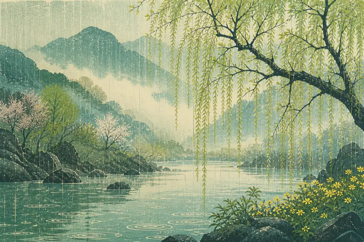 春雨梦境的原创主题插画