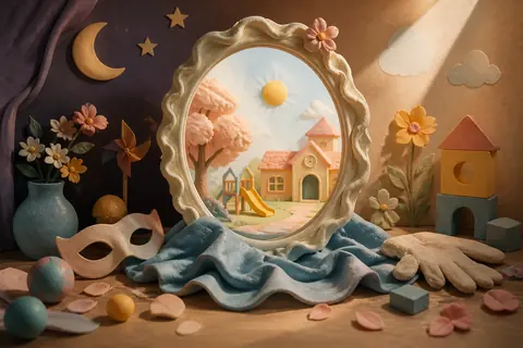 变回小孩梦境主题插画