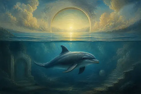 海豚梦境主题插画