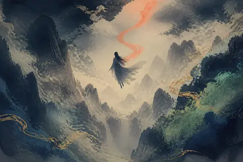 高处坠落梦境主题插画
