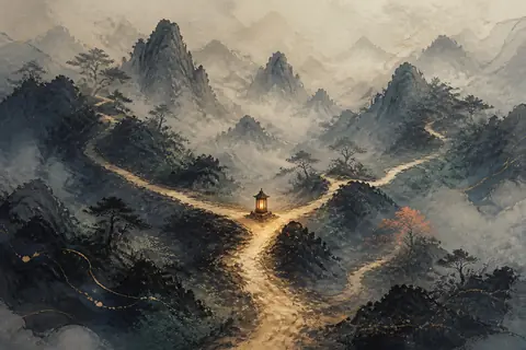 迷路梦境主题插画