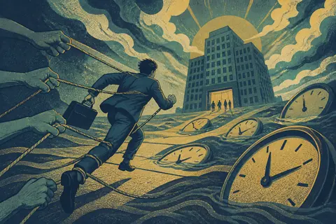 上班迟到梦境主题插画