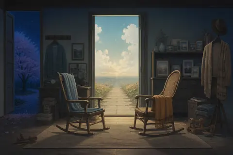 年老的自己梦境主题插画