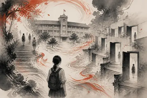 学校梦境主题插画