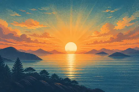 日出梦境主题插画