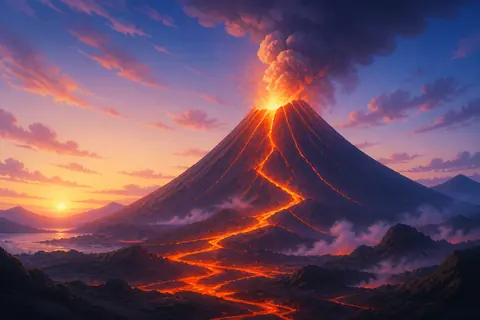 火山梦境主题插画
