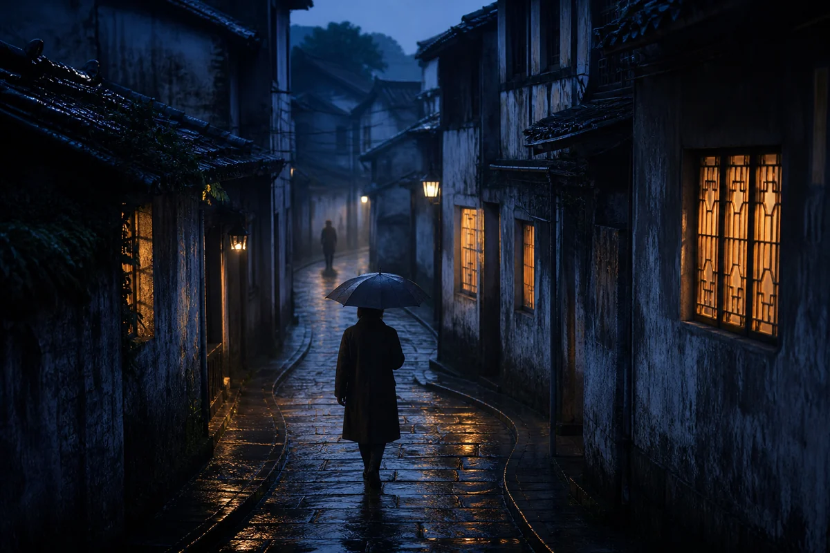 窄巷尽头的无脸人主题配图