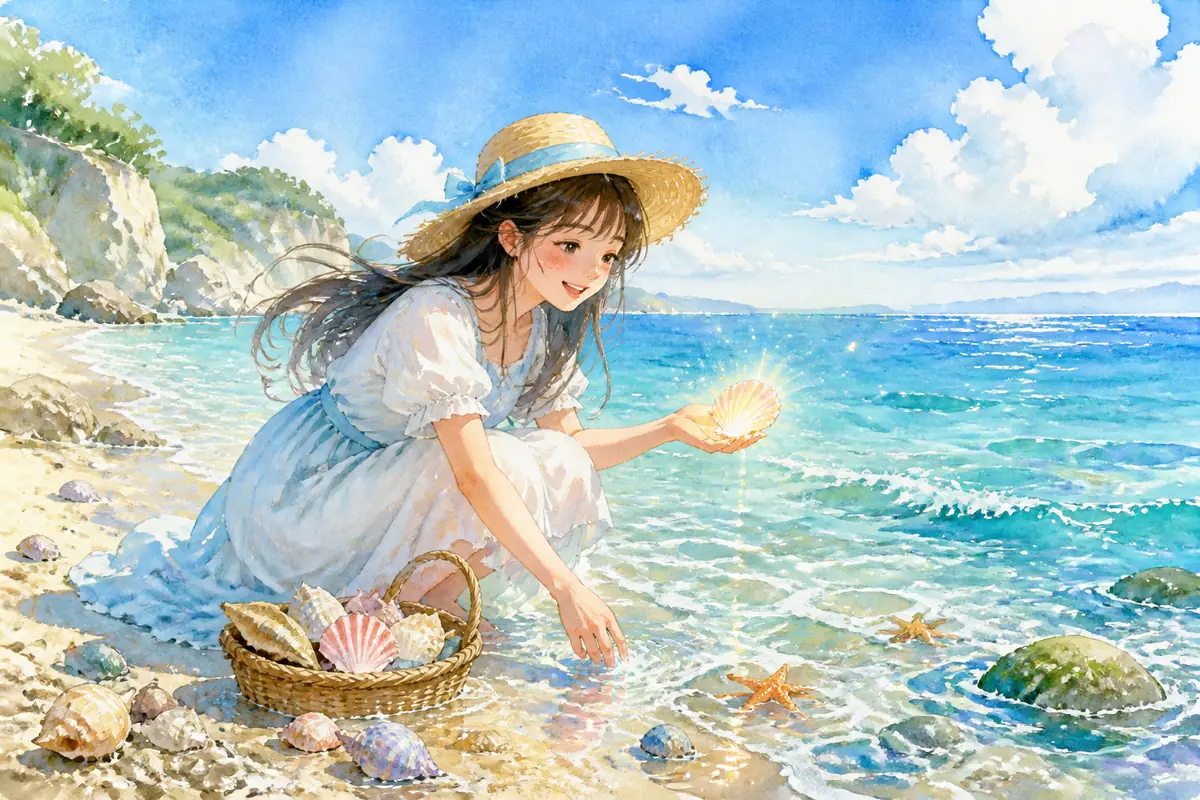 梦见在海边捡到会发光的贝壳是什么意思？主题配图