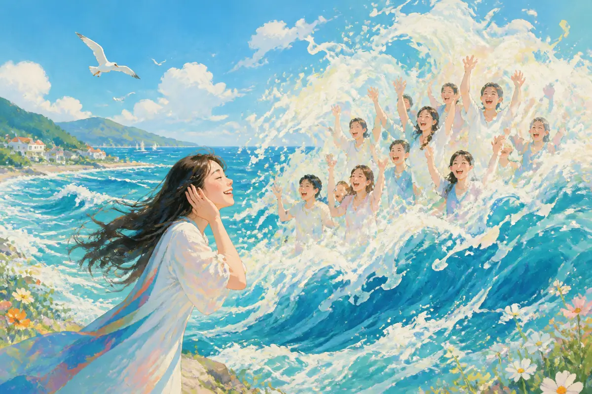梦见从浪花里听见欢呼是什么意思？主题配图