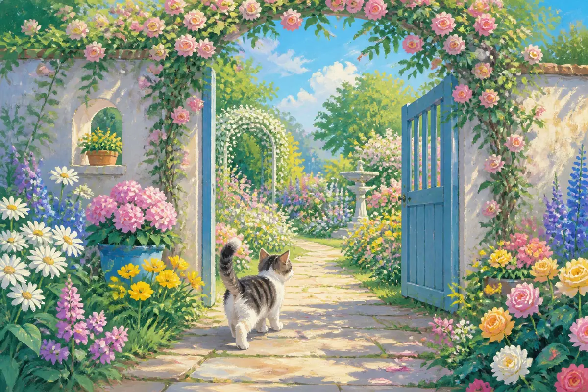 梦见跟着小猫找到花园是什么意思？主题配图