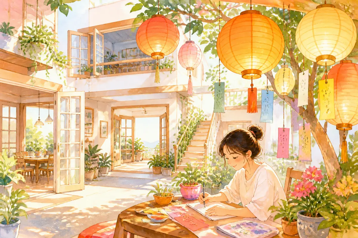 梦见在灯笼下写下愿望是什么意思？主题配图